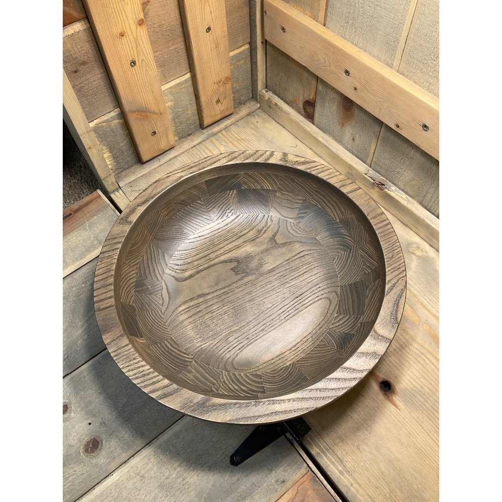 14" Large Decorative Wooden Fruit Bread Serving Bowl - Picture 2 of 5